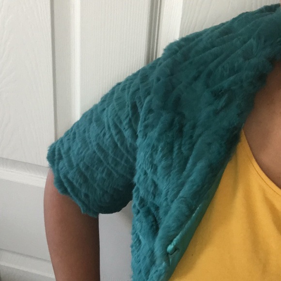Rabbit cropped teal vest - Picture 4 of 5